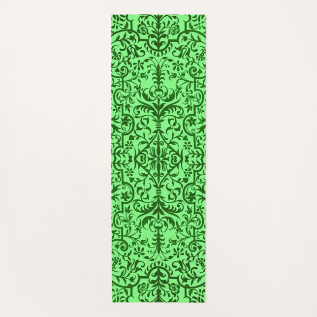 Victorian motif in green yoga mat (Front)