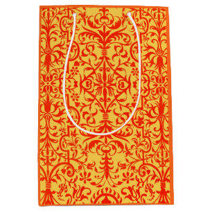 Victorian motif in orange medium gift bag