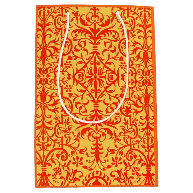Victorian motif in orange medium gift bag (Front)