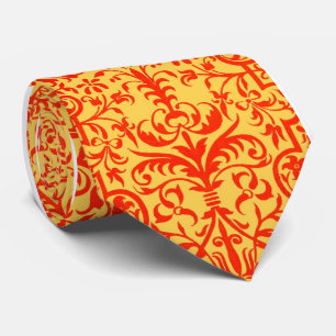 Victorian motif in orange tie