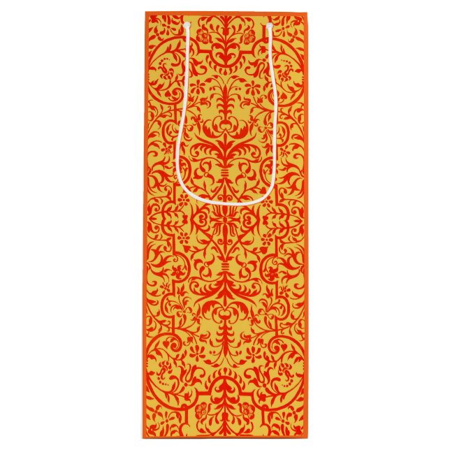 Victorian motif in orange wine gift bag (Front)