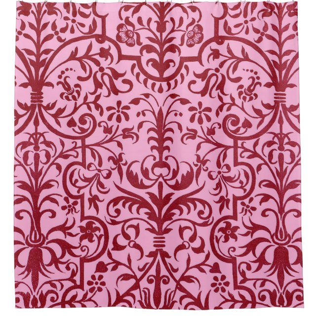 Victorian motif in pink shower curtain (Front)