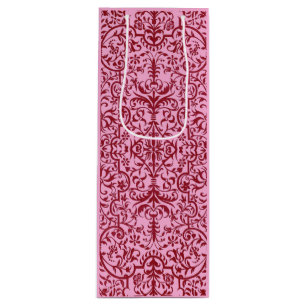 Victorian motif in pink wine gift bag