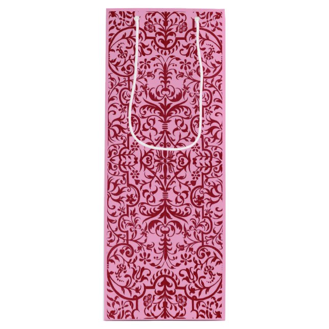 Victorian motif in pink wine gift bag (Front)