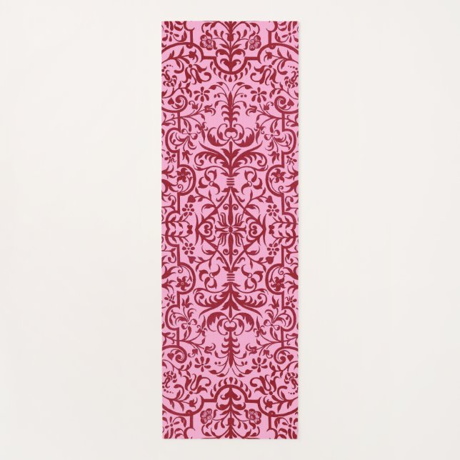 Victorian motif in pink yoga mat (Front)