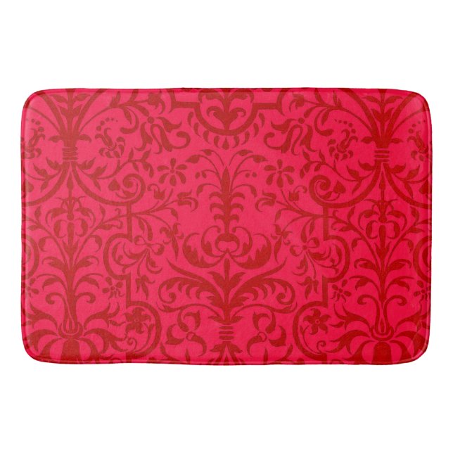 Victorian motif in red bath mat (Front)
