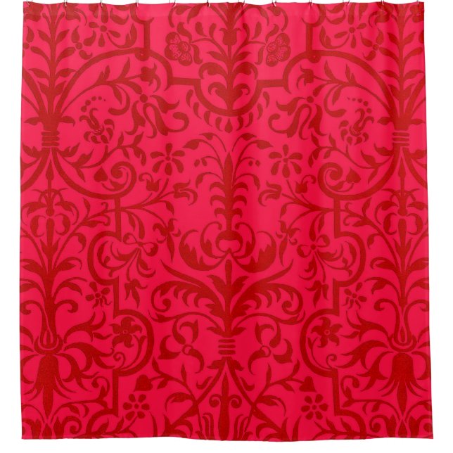 Victorian motif in red shower curtain (Front)