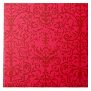 Victorian motif in red tile