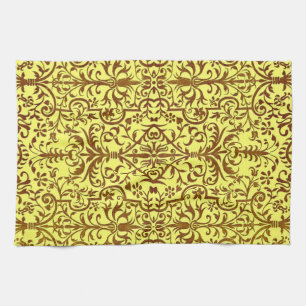 Victorian motif in yellow tea towel