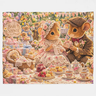 Victorian Mouse Baby Shower Cottagecore Nursery  Fleece Blanket