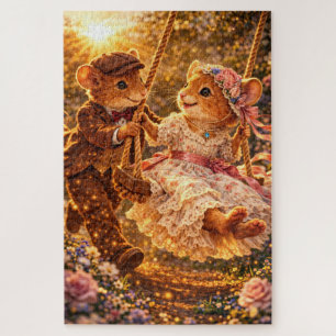 Victorian Mouse Couple Garden Swing Jigsaw Puzzle