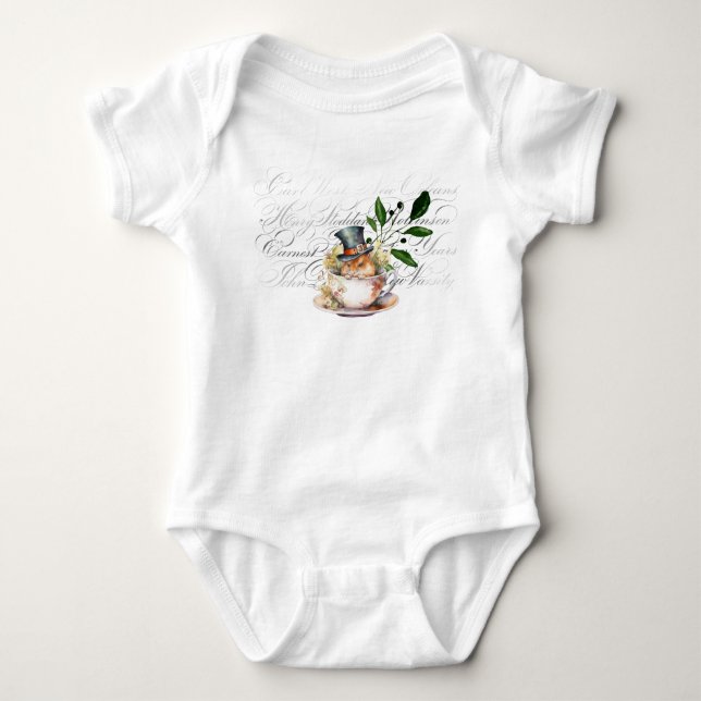 Victorian Mouse in Tea cup Baby Bodysuit (Front)