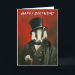 Victorian Mr Badger Birthday Card<br><div class="desc">This Birthday card is illustrated with a Victorian badger in a top hat  and smart suit.</div>