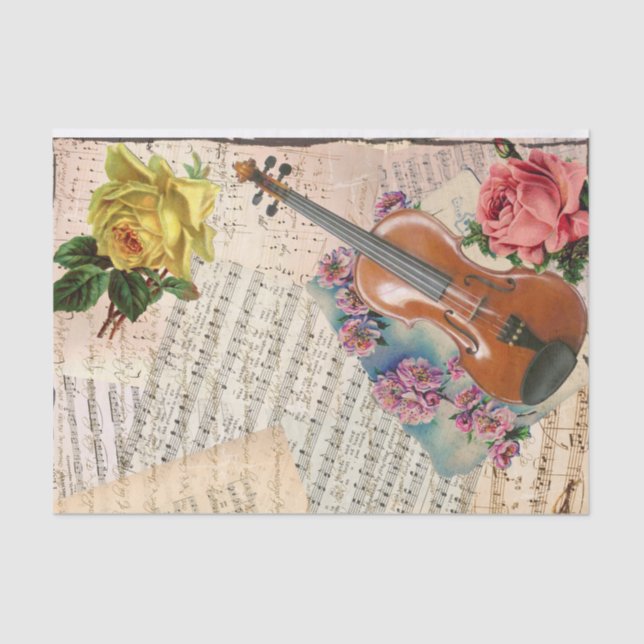 Victorian Music and Flowers Tissue Paper (Front)