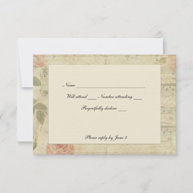 Victorian Music and Rose rsvp with envelopes (Front)