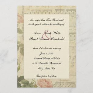 Victorian Music and Rose Wedding Invitation