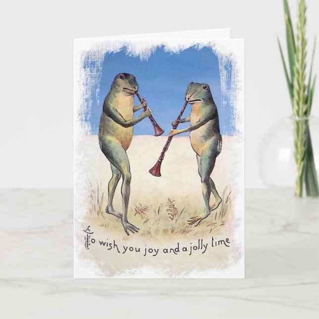 Victorian Music Frogs Christmas Card (Front)