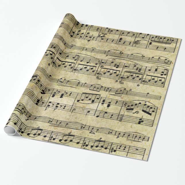 Victorian Music Sheet Wallpaper Wrapping Paper (Unrolled)