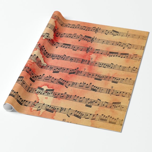 Victorian Music Sheet Wallpaper Wrapping Paper (Unrolled)