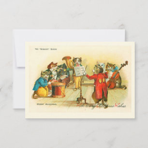 Victorian Musical Christmas Cats Band Louis Wain Card