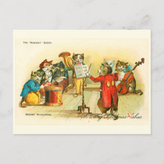 Victorian Musical Christmas Cats Band Louis Wain Postcard
