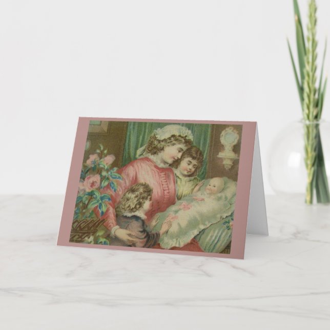 Victorian New Baby Greeting Card (Front)
