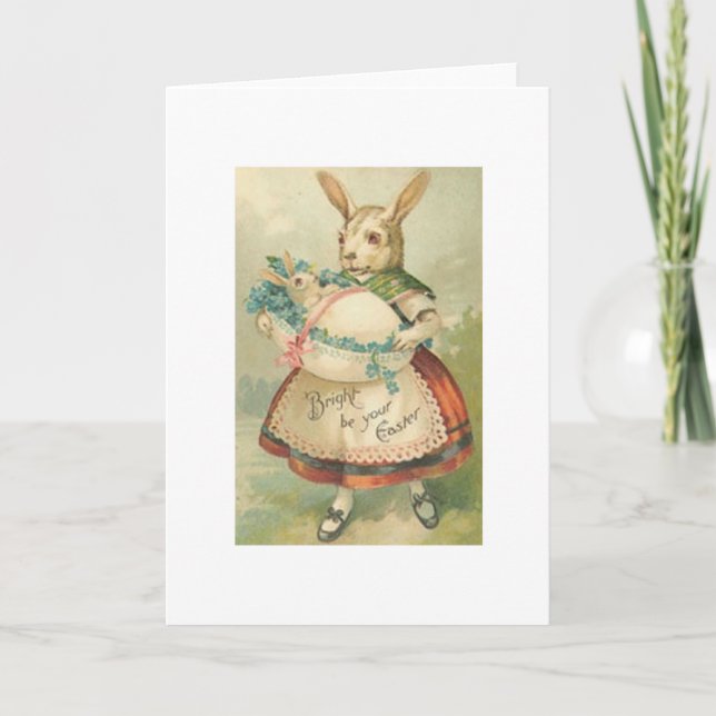 Victorian Newborn Easter Bunny Easter Card (Front)