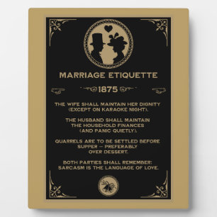  Victorian NewlyWeds Funny Marriage Rules  Plaque