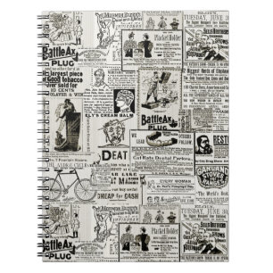 VICTORIAN NEWSPAPER ADS FUNNY AMUSING 1890'S NOTEBOOK