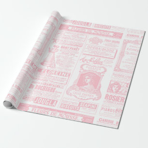 victorian newspaper antique french pink wrapping paper