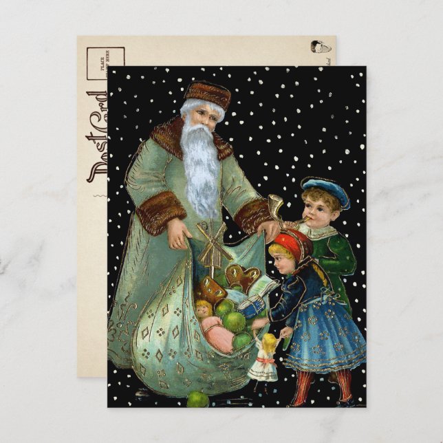 Victorian Nighttime Santa Postcard (Front/Back)
