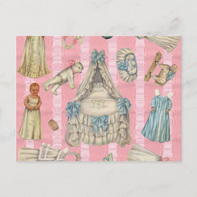 Victorian Nursery Paper Dolls Postcard (Front)