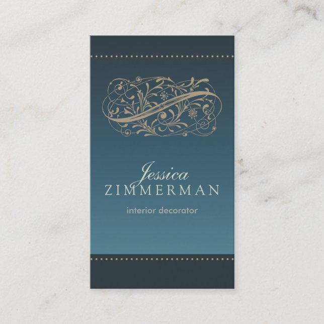Victorian Ocean Blue Business Card (Front)