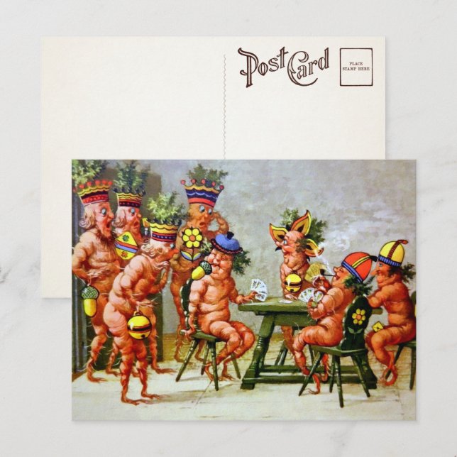 Victorian Odd Carrots Playing Cards Postcard  (Front/Back)