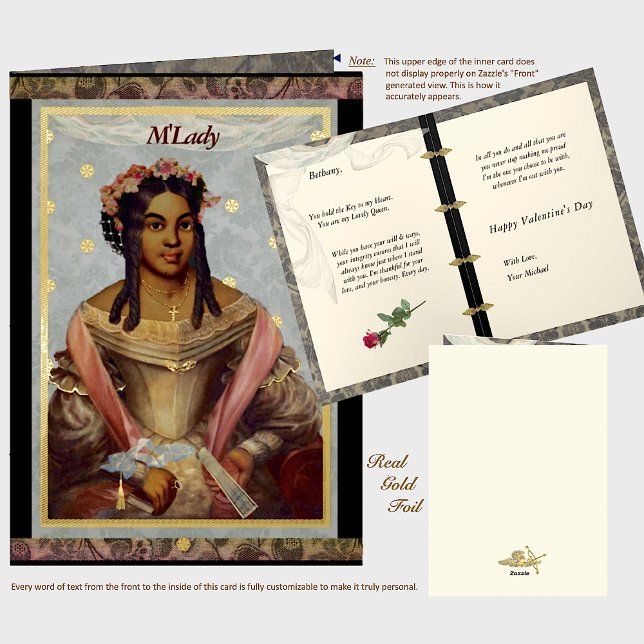 Victorian of Colour Foil Valentine Card (Luxurious gold foil! Fully customizable as a Valentine/Birthday/ Anniversary/etc. card for your lady)