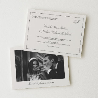 Victorian Old Money Black and Cream Wedding  Invitation