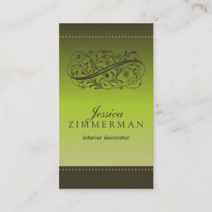 Victorian Olive Green Business Card