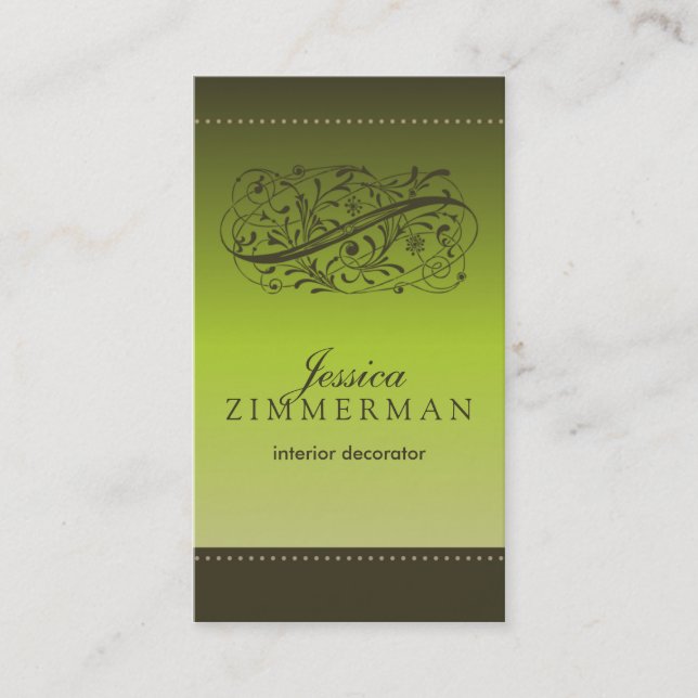 Victorian Olive Green Business Card (Front)