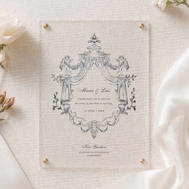 Victorian Ornament Elegant Wedding Acrylic Invitations (Creator Uploaded)