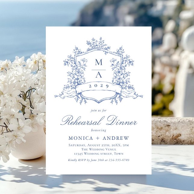 Victorian Ornate Crest REHEARSAL DINNER QR code Invitation (Creator Uploaded)