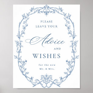 Victorian Ornate Dusty Blue Advice & Wishes Poster