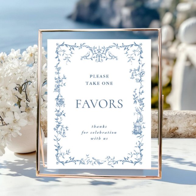 Victorian Ornate Dusty Blue Favours Wedding Poster (Creator Uploaded)