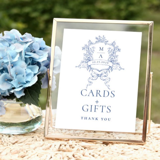 Victorian Ornate Dusty Blue Floral Cards and Gifts Poster (Creator Uploaded)