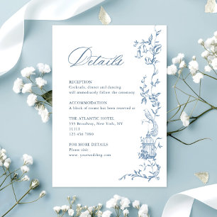 Victorian Ornate Floral Blue Wedding Details Enclosure Card
