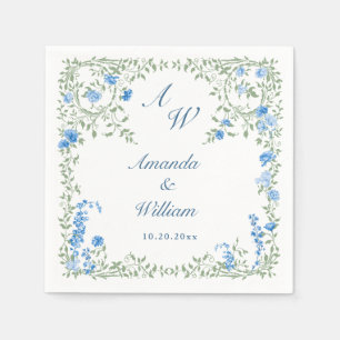 Victorian Ornate Frame Wild Flowers Floral Wedding Napkin