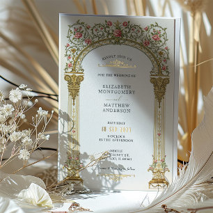 Victorian Ornate Gold Arch & Pink Roses Wedding