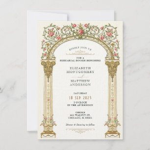 Victorian Ornate Gold Rehearsal Dinner Invitation
