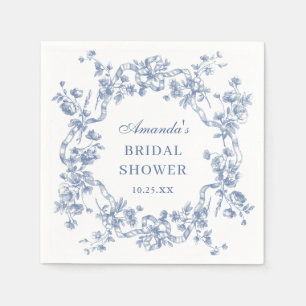 Victorian Ornate Grace Blue Floral Bridal Shower Napkin