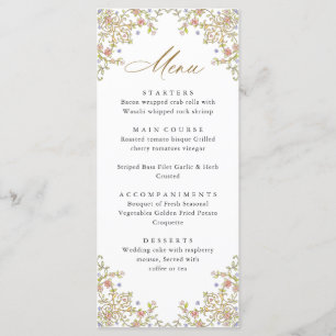 Victorian Ornate Grace Bohemian Wedding Dinner Menu