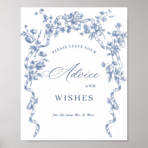 Victorian Ornate Grace Dusty Blue Advice & Wishes Poster